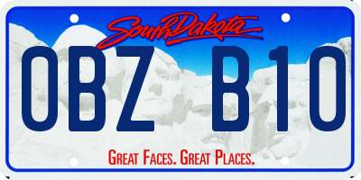 SD license plate 0BZB10