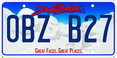 SD license plate 0BZB27