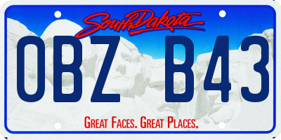 SD license plate 0BZB43