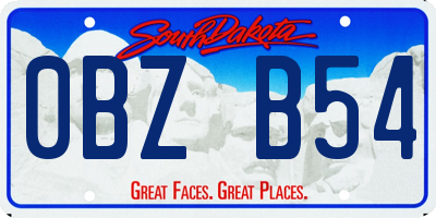 SD license plate 0BZB54