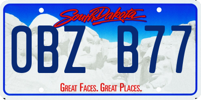 SD license plate 0BZB77