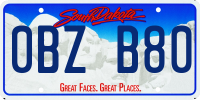 SD license plate 0BZB80