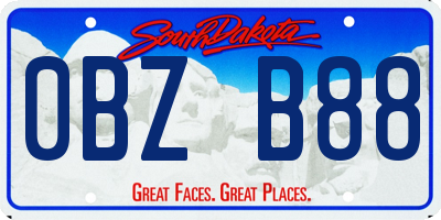 SD license plate 0BZB88