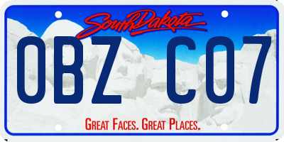 SD license plate 0BZC07