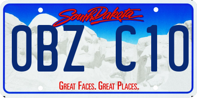 SD license plate 0BZC10