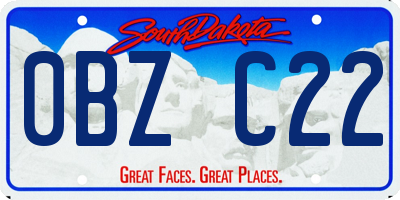 SD license plate 0BZC22