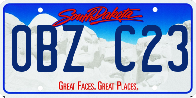 SD license plate 0BZC23