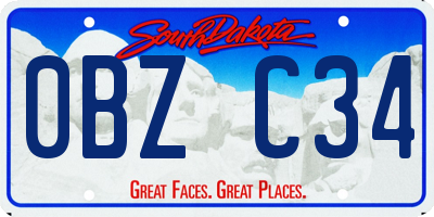 SD license plate 0BZC34