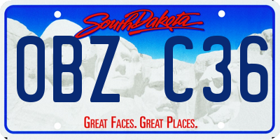 SD license plate 0BZC36