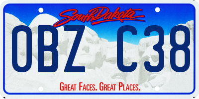 SD license plate 0BZC38