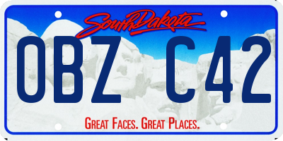 SD license plate 0BZC42
