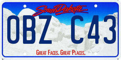 SD license plate 0BZC43