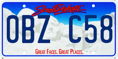 SD license plate 0BZC58