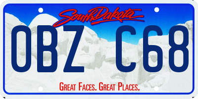 SD license plate 0BZC68