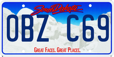 SD license plate 0BZC69