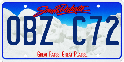 SD license plate 0BZC72