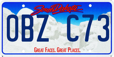 SD license plate 0BZC73