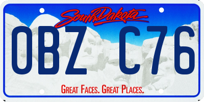 SD license plate 0BZC76