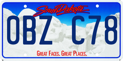SD license plate 0BZC78