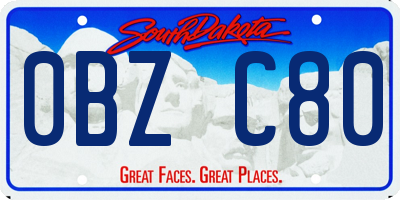 SD license plate 0BZC80