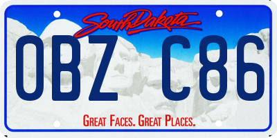 SD license plate 0BZC86