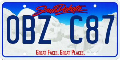 SD license plate 0BZC87