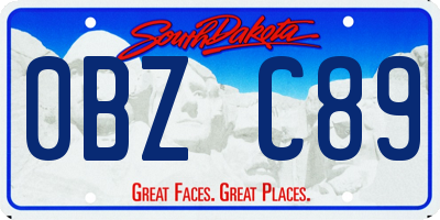 SD license plate 0BZC89