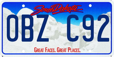 SD license plate 0BZC92