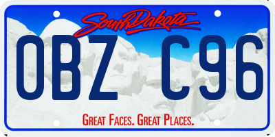 SD license plate 0BZC96