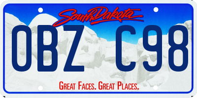 SD license plate 0BZC98