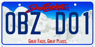 SD license plate 0BZD01