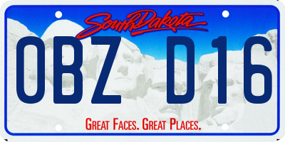 SD license plate 0BZD16