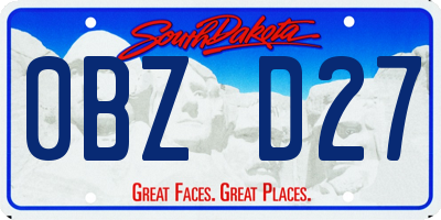 SD license plate 0BZD27