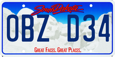 SD license plate 0BZD34