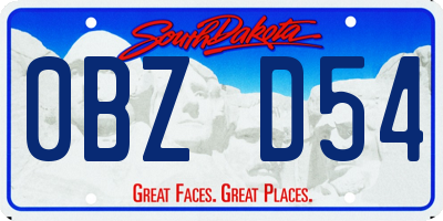 SD license plate 0BZD54