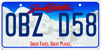 SD license plate 0BZD58