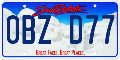 SD license plate 0BZD77