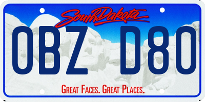 SD license plate 0BZD80