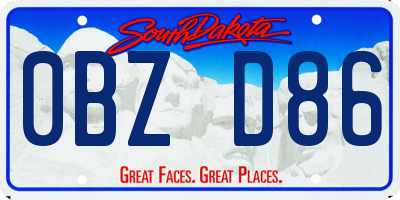 SD license plate 0BZD86