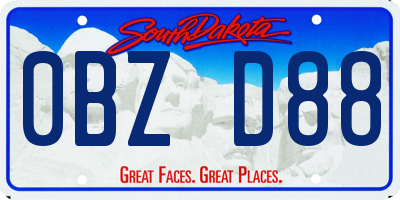SD license plate 0BZD88