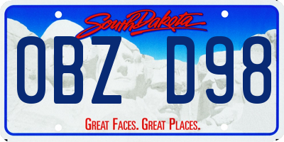SD license plate 0BZD98