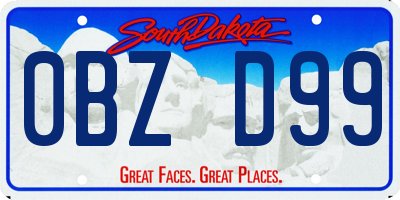 SD license plate 0BZD99