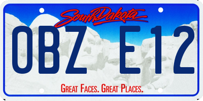 SD license plate 0BZE12