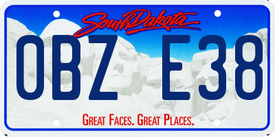 SD license plate 0BZE38