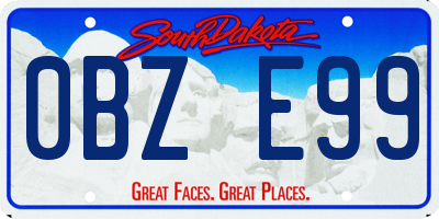 SD license plate 0BZE99