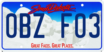 SD license plate 0BZF03