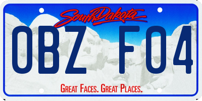 SD license plate 0BZF04