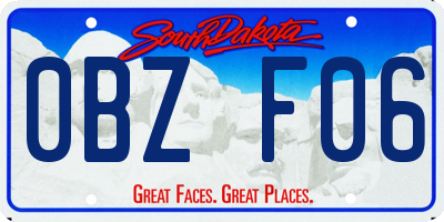 SD license plate 0BZF06