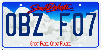 SD license plate 0BZF07