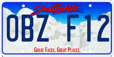 SD license plate 0BZF12